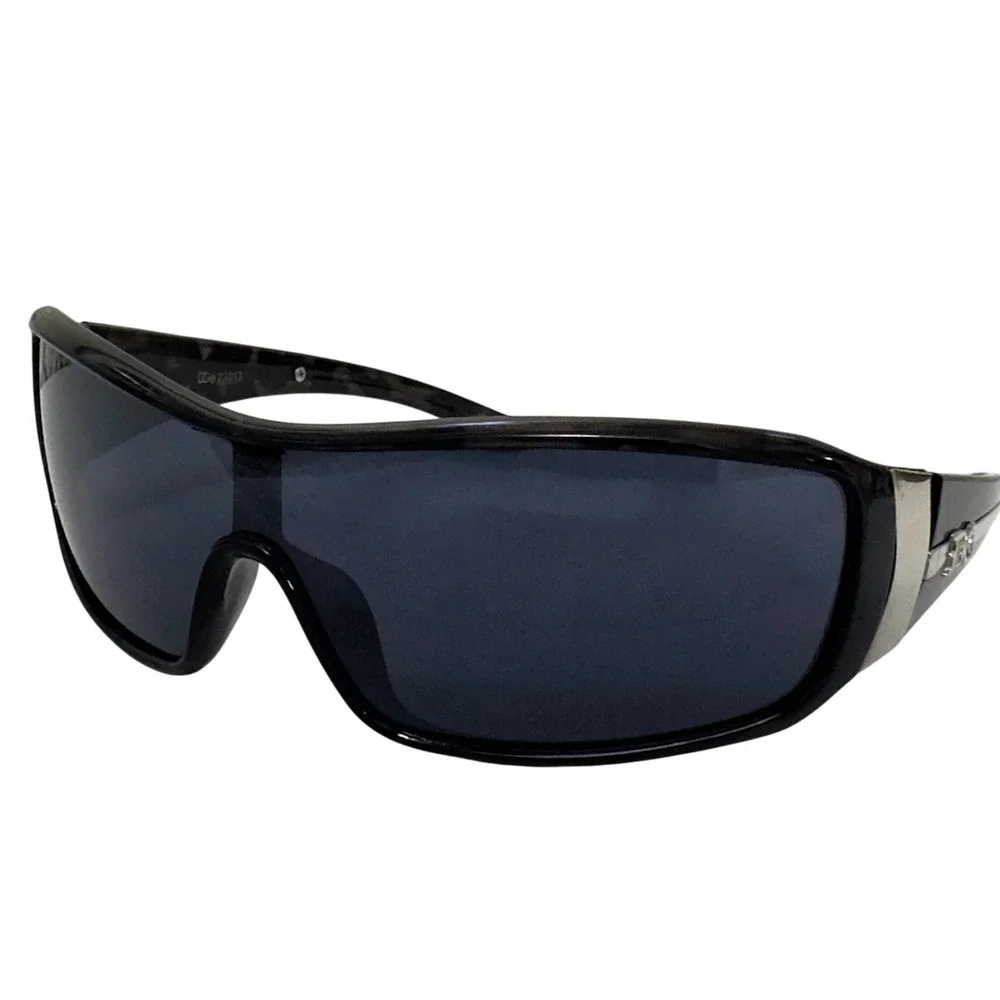 Vintage Y2K DG Black Wraparound Shield Sunglasses Gothic Logo 2000s It Girl